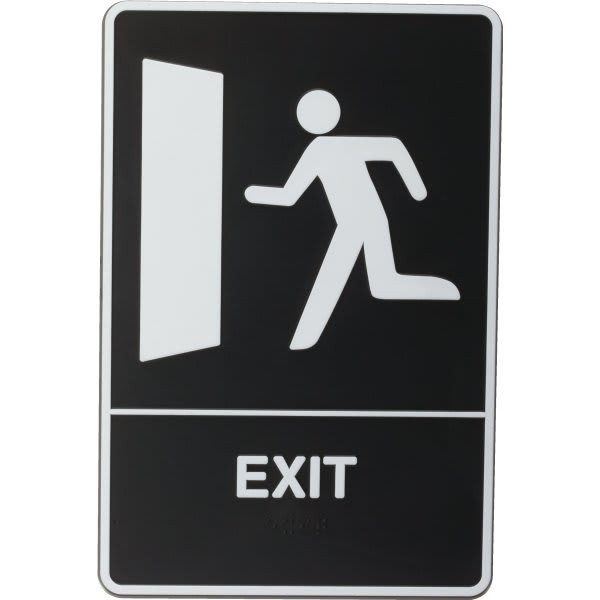 Hy-Ko "Exit" Sign, Ada, Braille, Self-Adhesive Plastic, 6 X 9"