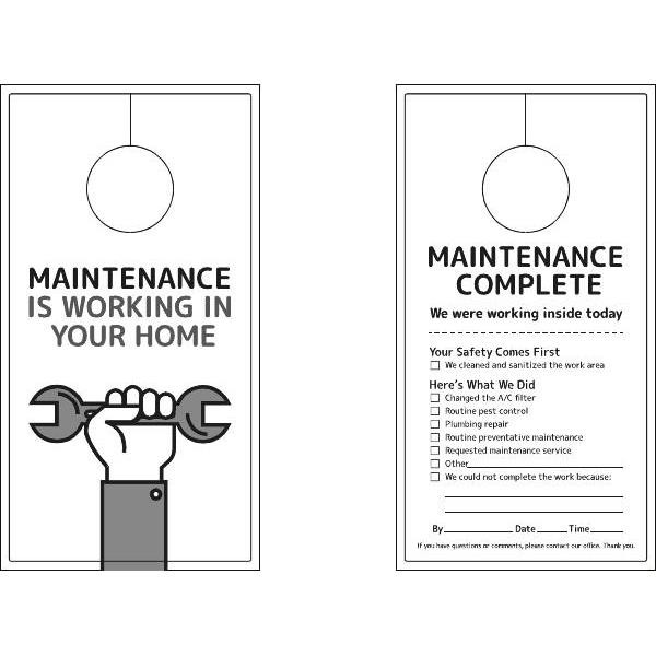 Generic 4 X 7 In "Sanitized Workspace" Vector Maintenance Door Hangtag (100-Pack)