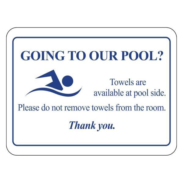 Hy-Ko Going To The Pool Towels At Pool Sign, Package Of 50
