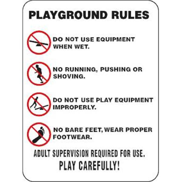 Playground Rules Symbols Sign, Reflective, 18 X 24