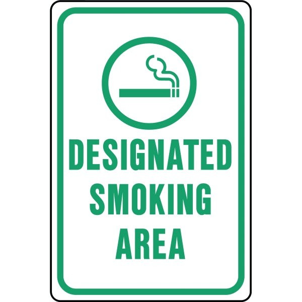 Hy-Ko "Designated Smoking Area" Sign, 12 X 18" Heavy Duty Aluminum
