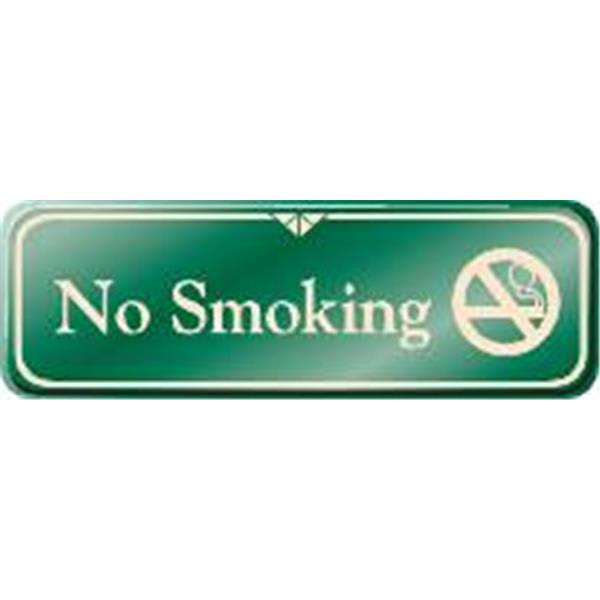 No Smoking Interior Designer Sign, Green, 9 X 3