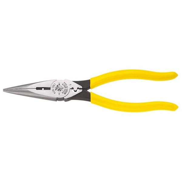 Klein Tools Heavy-Duty Long-Nose Side Cutting Crimping Plier 8"
