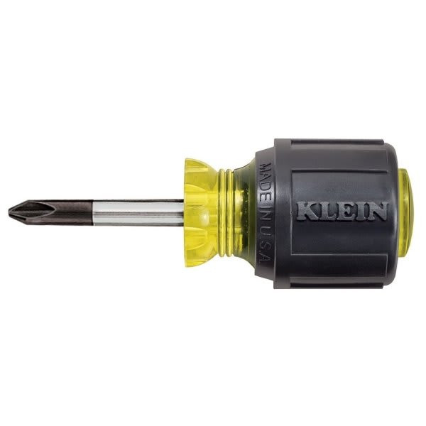 Klein Tools Black #2 Stubby Phillips Screwdriver 3.438" W/Round Shank 1.5"