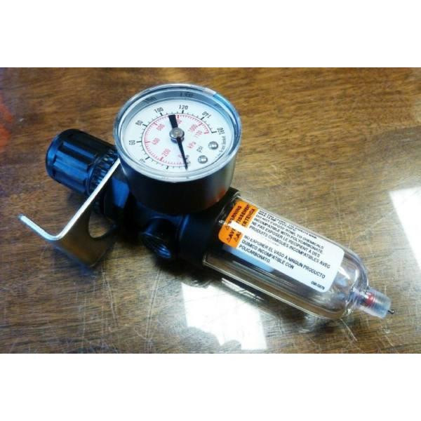 Powermate  019-0345ct 1/4 Air Line Filter & Regulator, Clear Bowl With Gauge