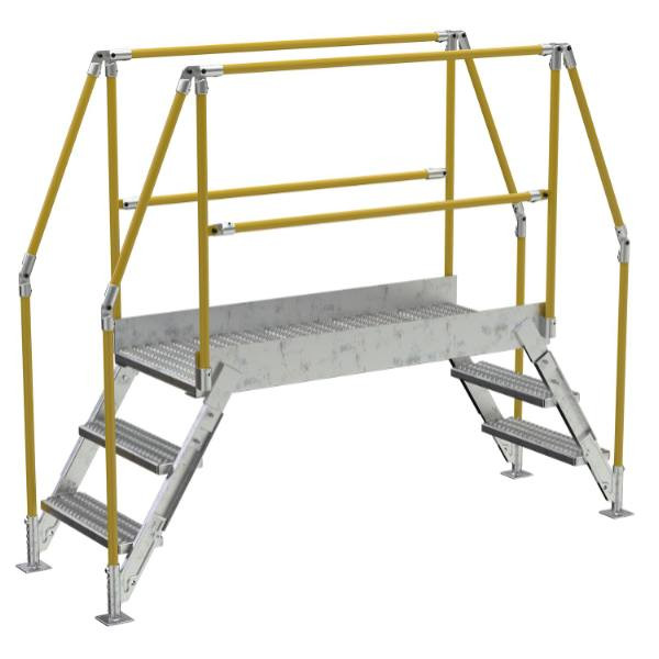 Vestil Galvanized Cross-Over Ladder 90.5x72.15 Inch 3 Step
