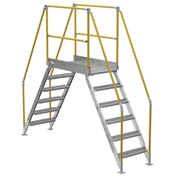 Vestil Galvanized Cross-Over Ladder 116x102.5 In 6 Step