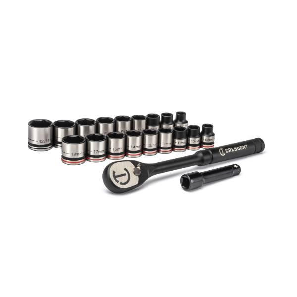 Crescent 20 Piece X10 3/8 Drive 6 Point Standard Sae/Metric Mechanics Tool Set