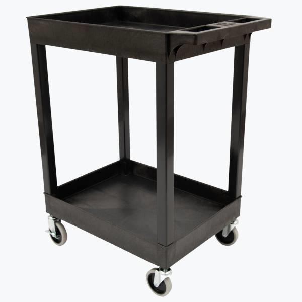 Luxor 24 X 18 Plastic Utility Tub Cart - Two Shelf-Black