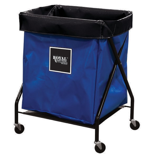 Royal Basket Trucks 8 Bushel Folding X-Frame Cart, Blue Vinyl Bag