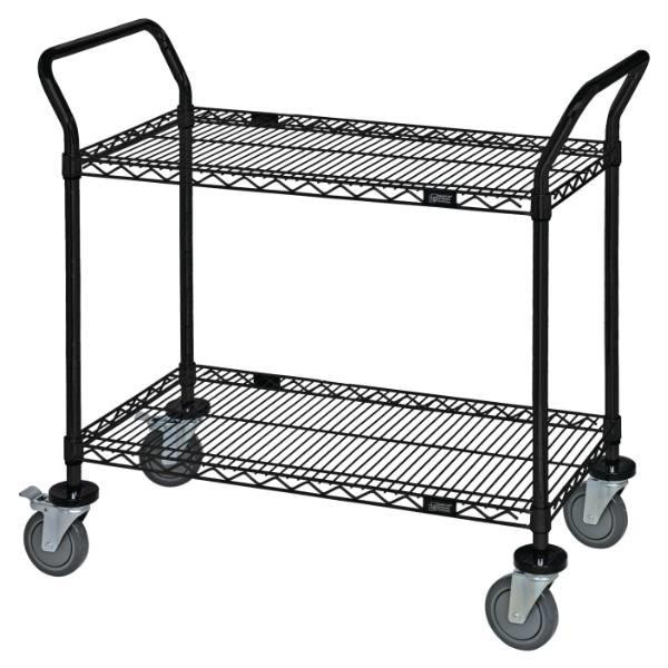 Quantum Storage Systems 2-Shelf Black Epoxy Wire Utility Cart 24w X 42l X 37-1/2h Inch
