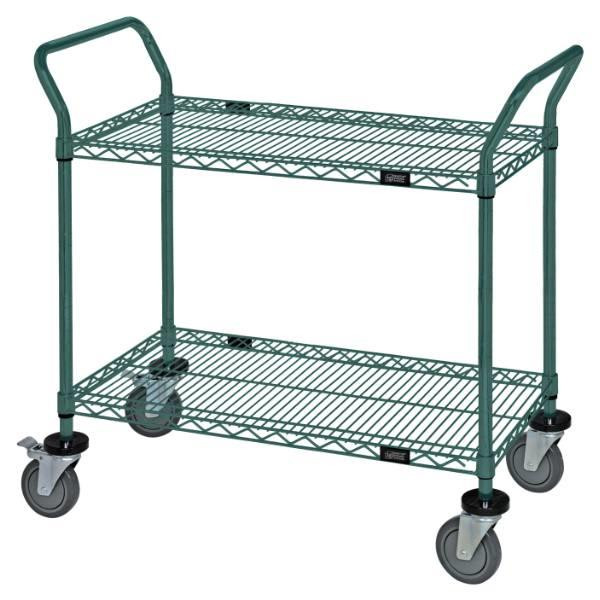 Quantum Storage Systems 2-Shelf Proform Green Epoxy Wire Utility Cart 18w X 42l X 37-1/2h Inch