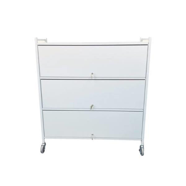 Omnimed Versa Rack 3 Shelf W/ Full Door Locking Panel, Flat Key Lock, Lt. Grey