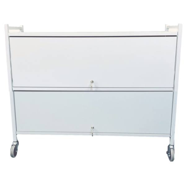 Omnimed Omnicart 16 Cap Big Beam W/ Full Door Locking Panel, Flat Key, Lt. Grey