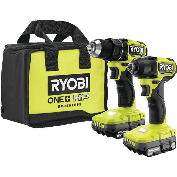 Ryobi 18v Cordless Compact 1/2 Inch Drill And Impact Driver Kit