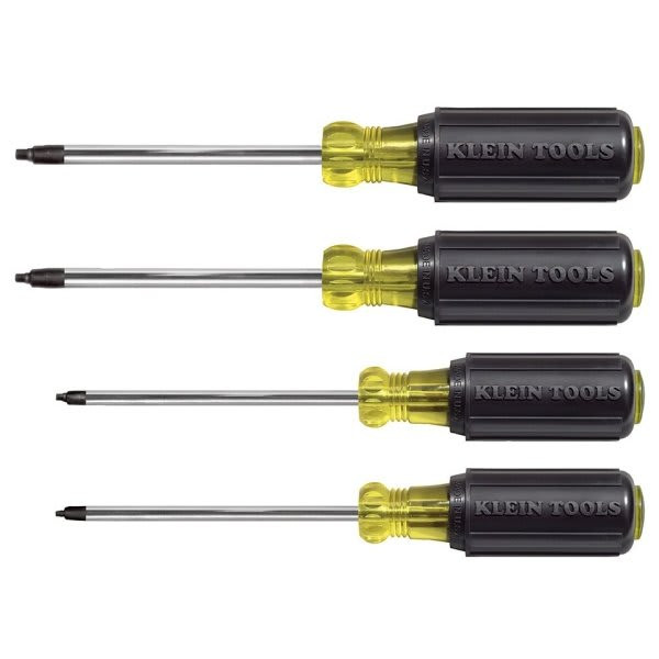 Klein Tools 4-Piece Cushion Grip Square Recess Screwdriver Set
