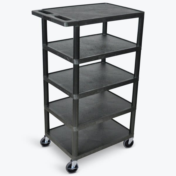Luxor 18" X 24" 5-Flat Shelf Structural Foam Plastic Cart In Black
