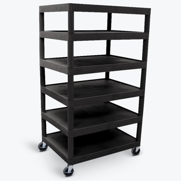 Luxor 18" X 35" 6-Flat Shelf Structural Foam Plastic Cart In Black