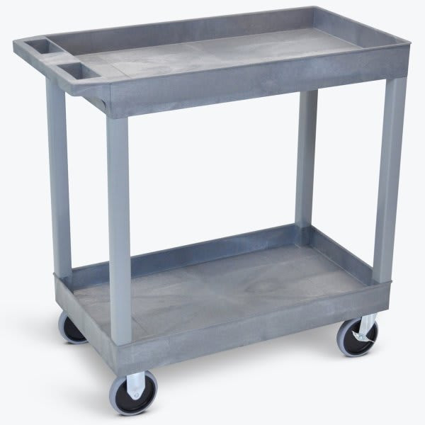 Luxor 18" X 35" 2-Tub Shelf Heavy Duty Utility Cart In Gray