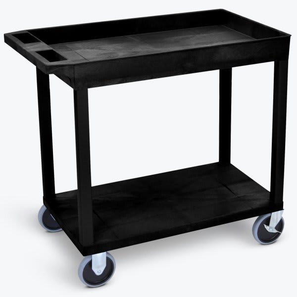Luxor 18" X 35" 1-Tub / 1-Flat Shelf Heavy Duty Utility Cart In Black