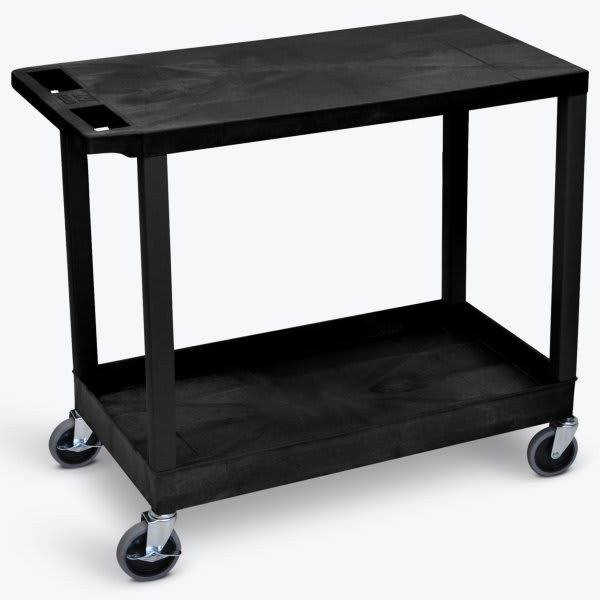 Luxor 18" X 35" 1-Tub / 1-Flat Shelf Utility Cart In Black