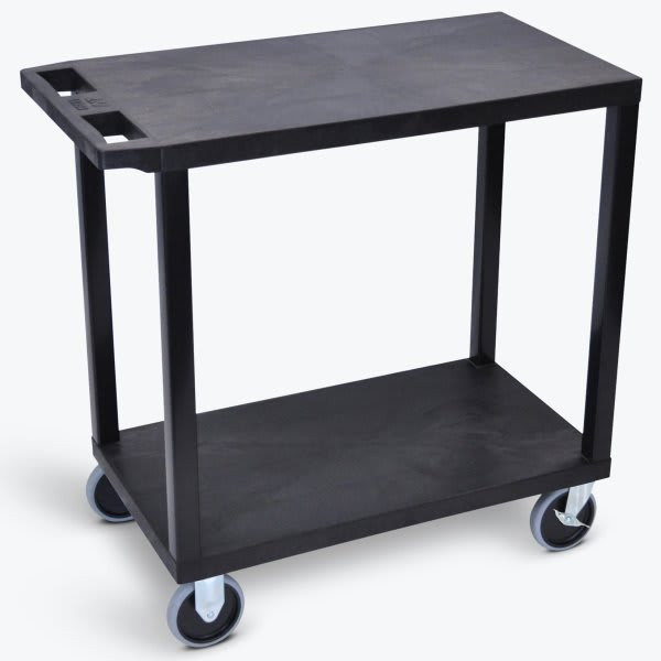 Luxor 18" X 35" 2-Flat Shelf Heavy Duty Utility Cart In Black