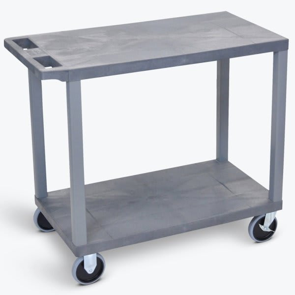 Luxor 18" X 35" 2-Flat Shelf Heavy Duty Utility Cart In Gray