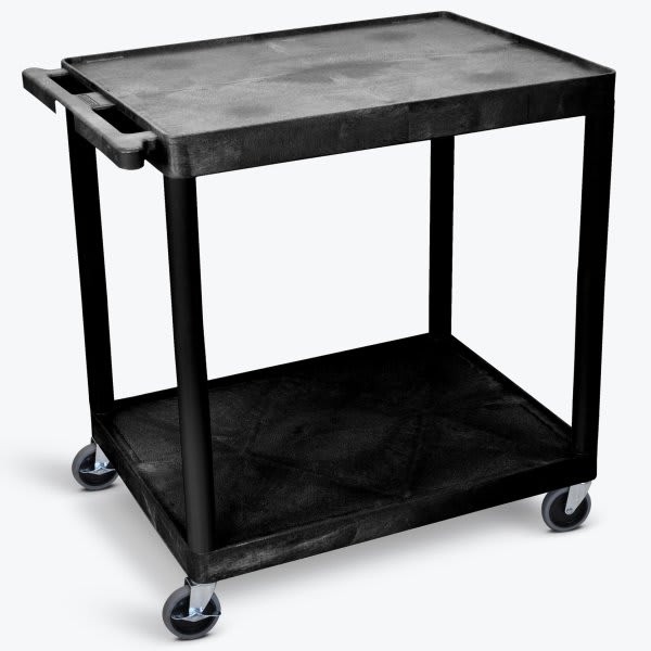 Luxor 24" X 32" 2-Flat Shelf Structural Foam Plastic Utility Cart In Black