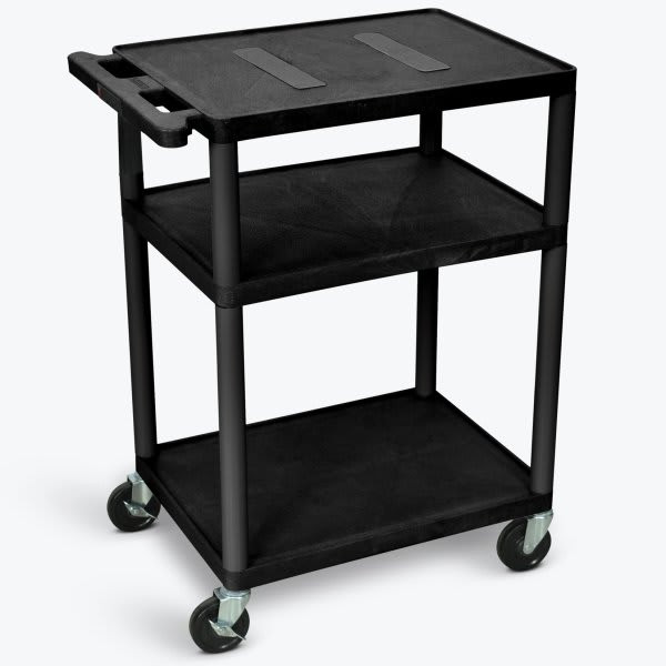 Luxor 18" X 24" 3-Flat Shelf A/V Cart In Black