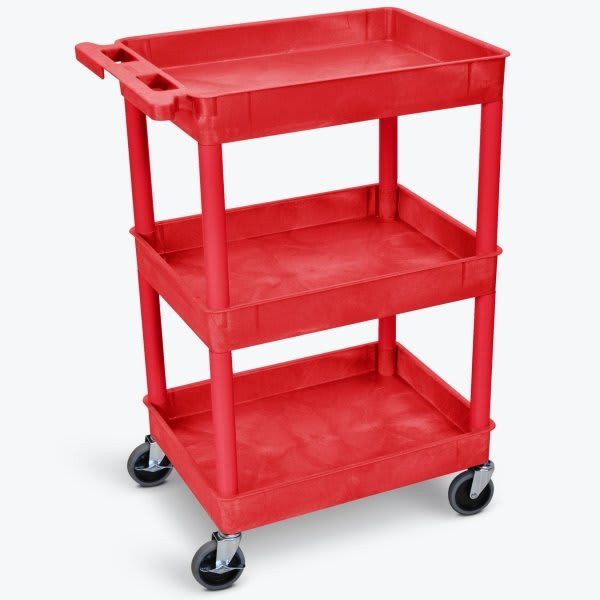 Luxor 18" X 24" 3-Tub Shelf Utility Cart In Red