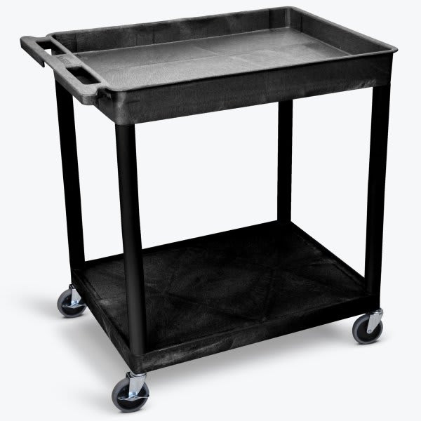 Luxor 24" X 32" 1-Tub / 1-Flat Shelf Utility Cart In Black