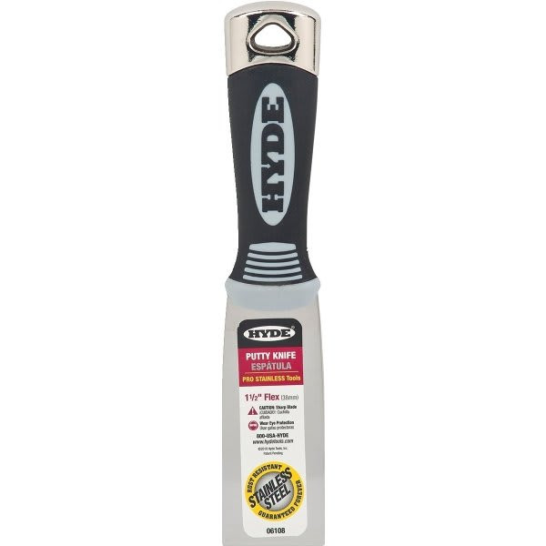 Hyde 06108 1-1/2" Pro Stainless Flex Putty Knife Hammer Head, Package Of 5