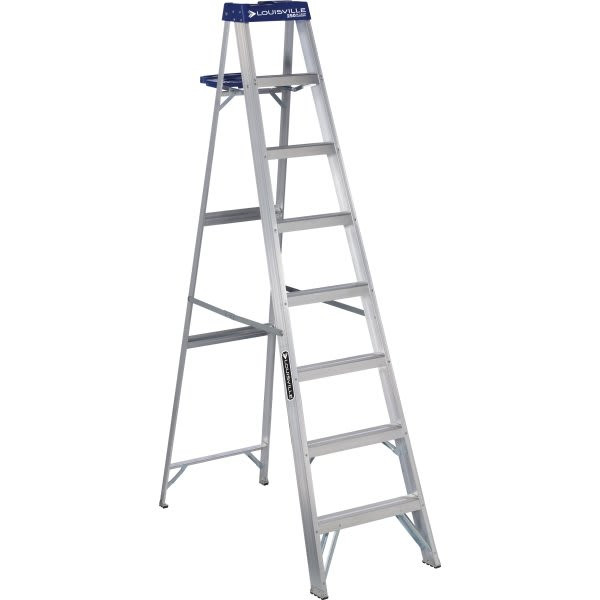 Louisville Ladder As2100 8 Ft. 250 Lb. Aluminum Step Ladder W/ Molded Pail Shelf