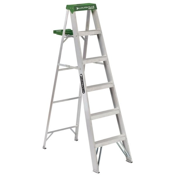 Louisville Ladder As4000 6 Ft. 225 Lb. Aluminum Step Ladder W/ Molded Pail Shelf