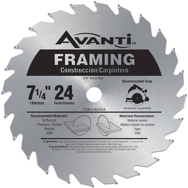 Avanti Pro 7-1/4 In X 24-Tooth Framing Circular Saw Blade