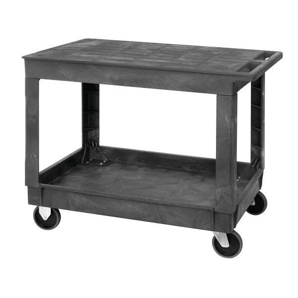 Quantum Storage Systems 2-Shelf Polymer Mobile Cart, Flat Top, 35" X 23", Gray