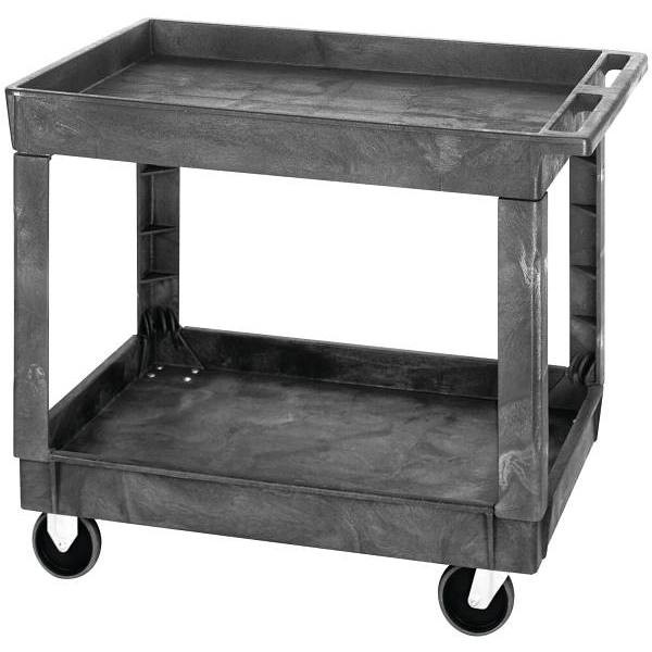 Quantum Storage Systems 2-Shelf Polymer Mobile Cart, 35" X 23", Gray