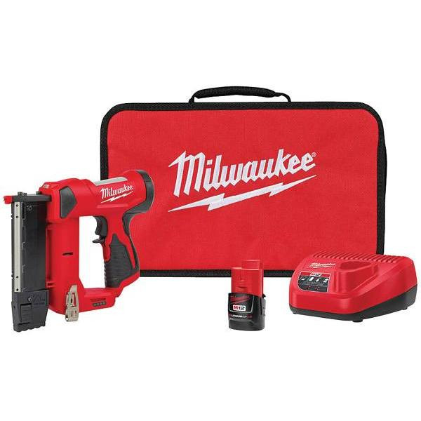 Milwaukee M12 Lithium-Ion Cordless 23-Gauge Pin Nailer Kit With 1.5ah Battery, Charger, And Tool Bag