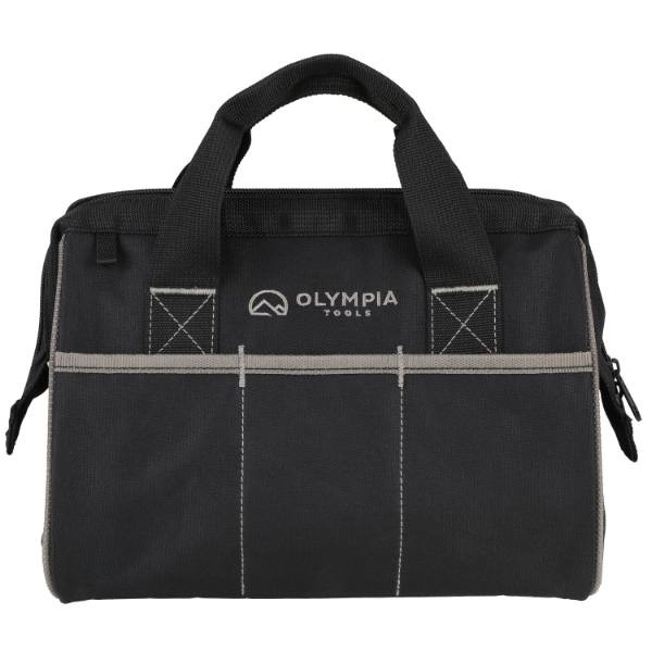 Olympia Tools 12" Black Weather-Resistant Wide Mouth Tool Bag Adjustable Strap