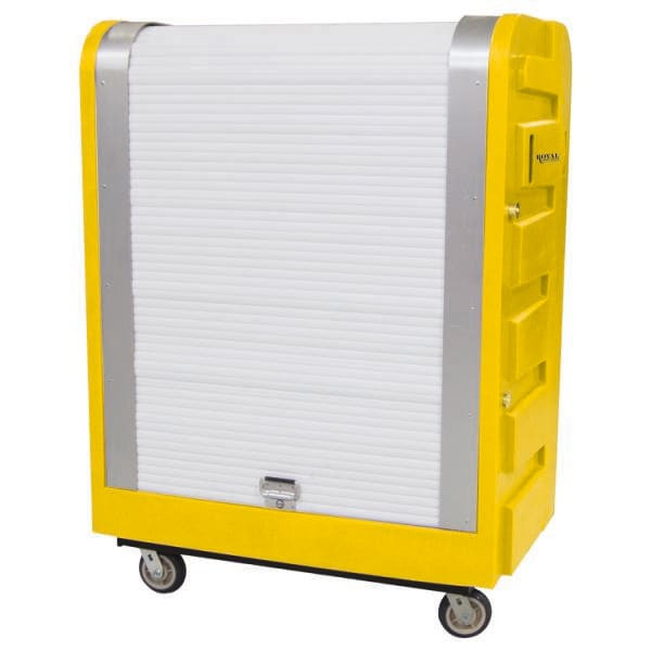 Royal Basket Trucks Tambour Poly Truck 48cf Yellow 2 Fixed, 2 Swivel