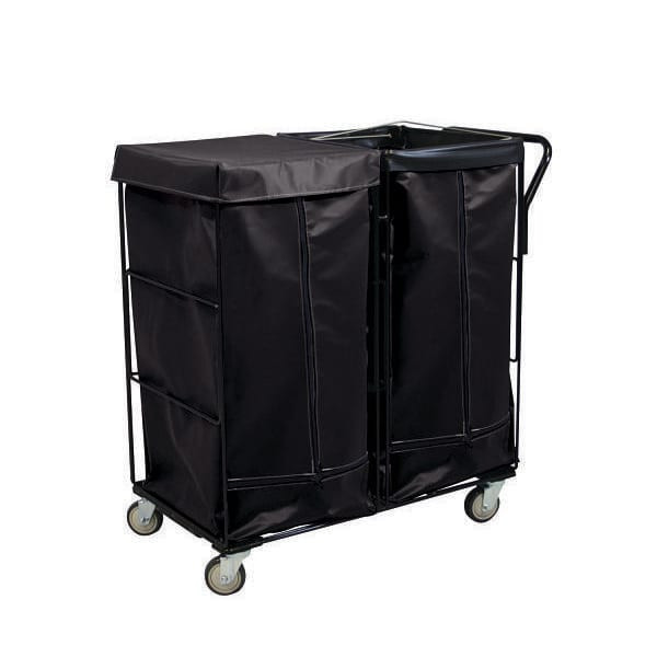 Royal Basket Trucks Linen Cart 41cf Black 2 Fixed, 2 Swivel