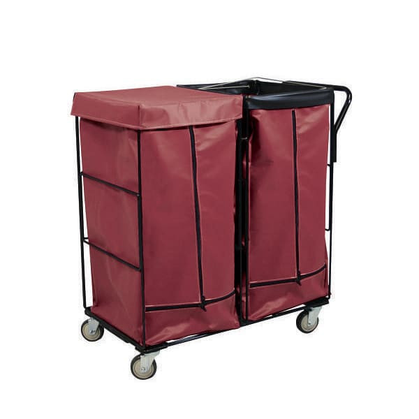 Royal Basket Trucks Linen Cart 41cf Maroon 2 Fixed, 2 Swivel