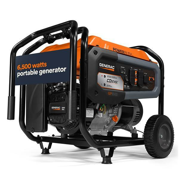 Generac 8125/6500-Watt Gasoline Powered Portable Generator With Cosense
