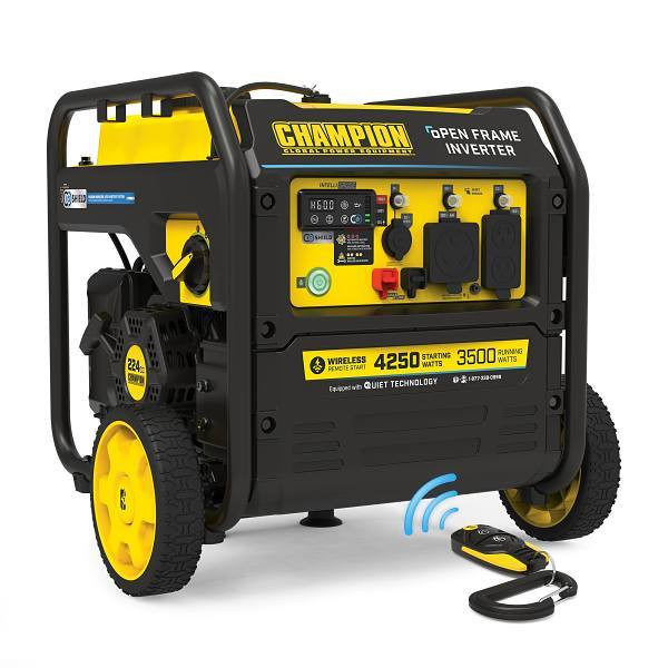 Champion 4250-Watt Wireless Remote Start Rv Ready Portable Open Frame Inverter Generator With Quiet Technology,co Shield