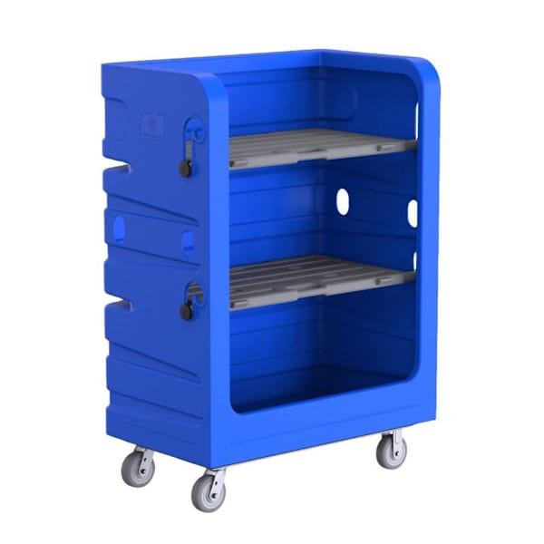 R&B Wire Products 48 Cubic Foot Blue Heavy Duty Turnabout Truck - 38 Bushel