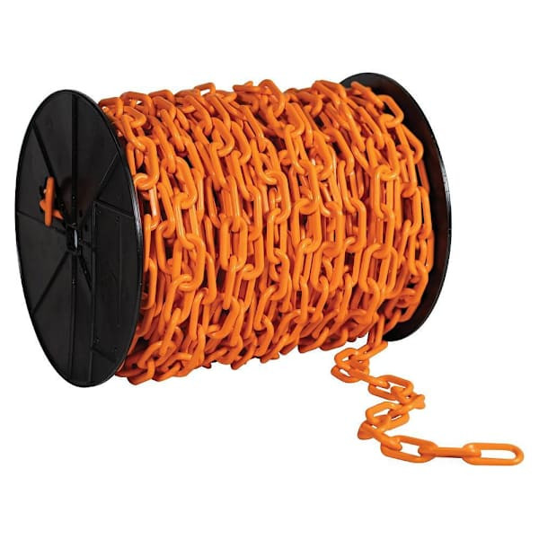Mr. Chain 2" X 125 Safety Orange Biodegradable Plastic Safety Chain - Reel