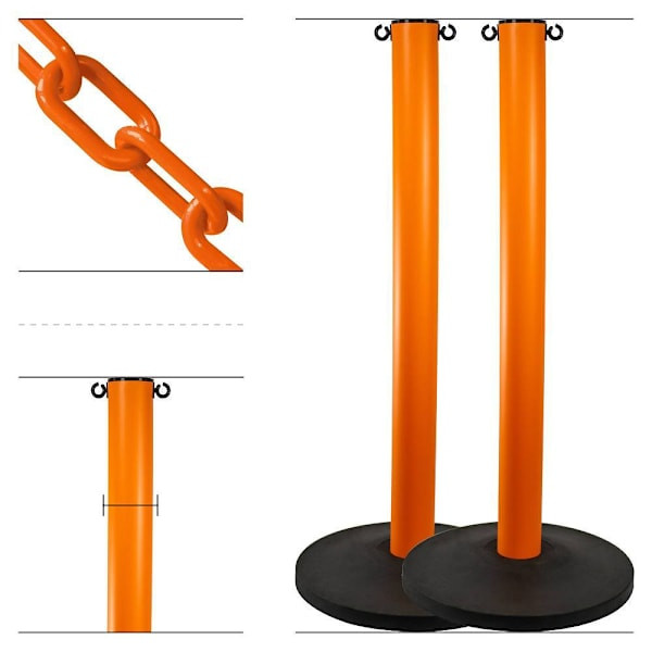 Mr. Chain Safety Orange 3" Hd Industrial Stanchion Kit Package Of 2