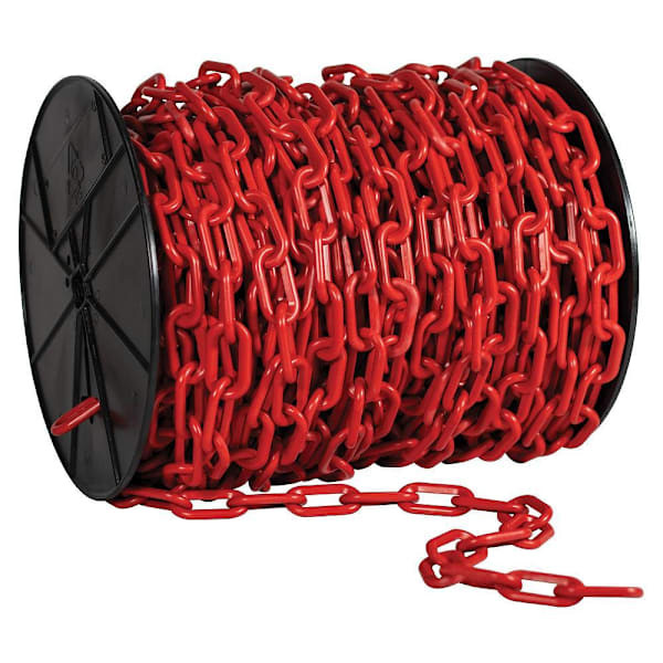 Mr. Chain 2" X 125 Red Biodegradable Plastic Safety Chain - Reel