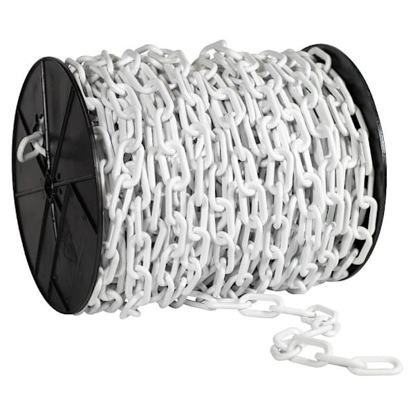 Mr. Chain 2" X 125 White Biodegradable Plastic Safety Chain - Reel