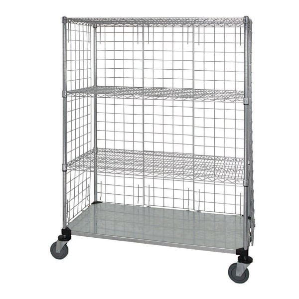 Quantum Storage Systems Enclosure Wire Cart With 4 Shelves, 24" X 48" X 69"
